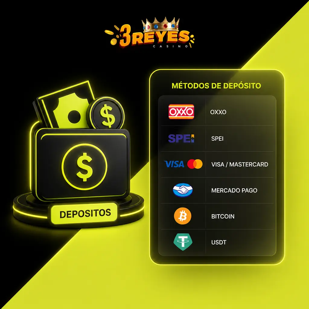 Métodos de depósito disponibles en 3REYES